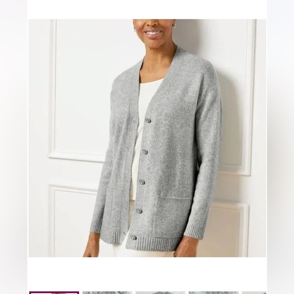Talbots Gray Women's Cardigan Sweater - Picture 3 of 11